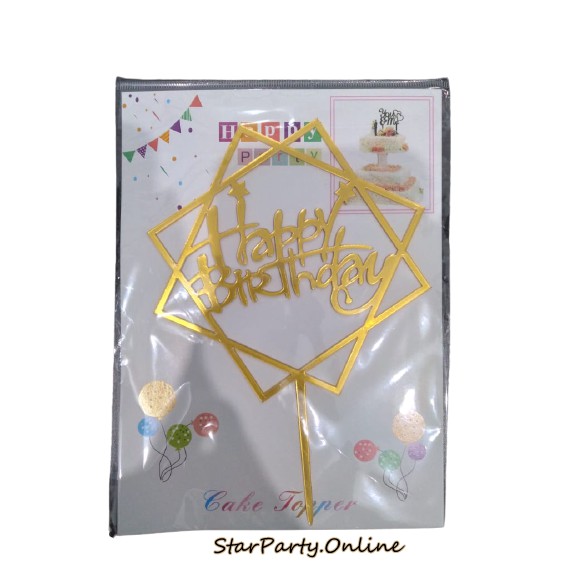 Topper Acrylic HBD Bintang Emas /Topper Kue /Cake Topper