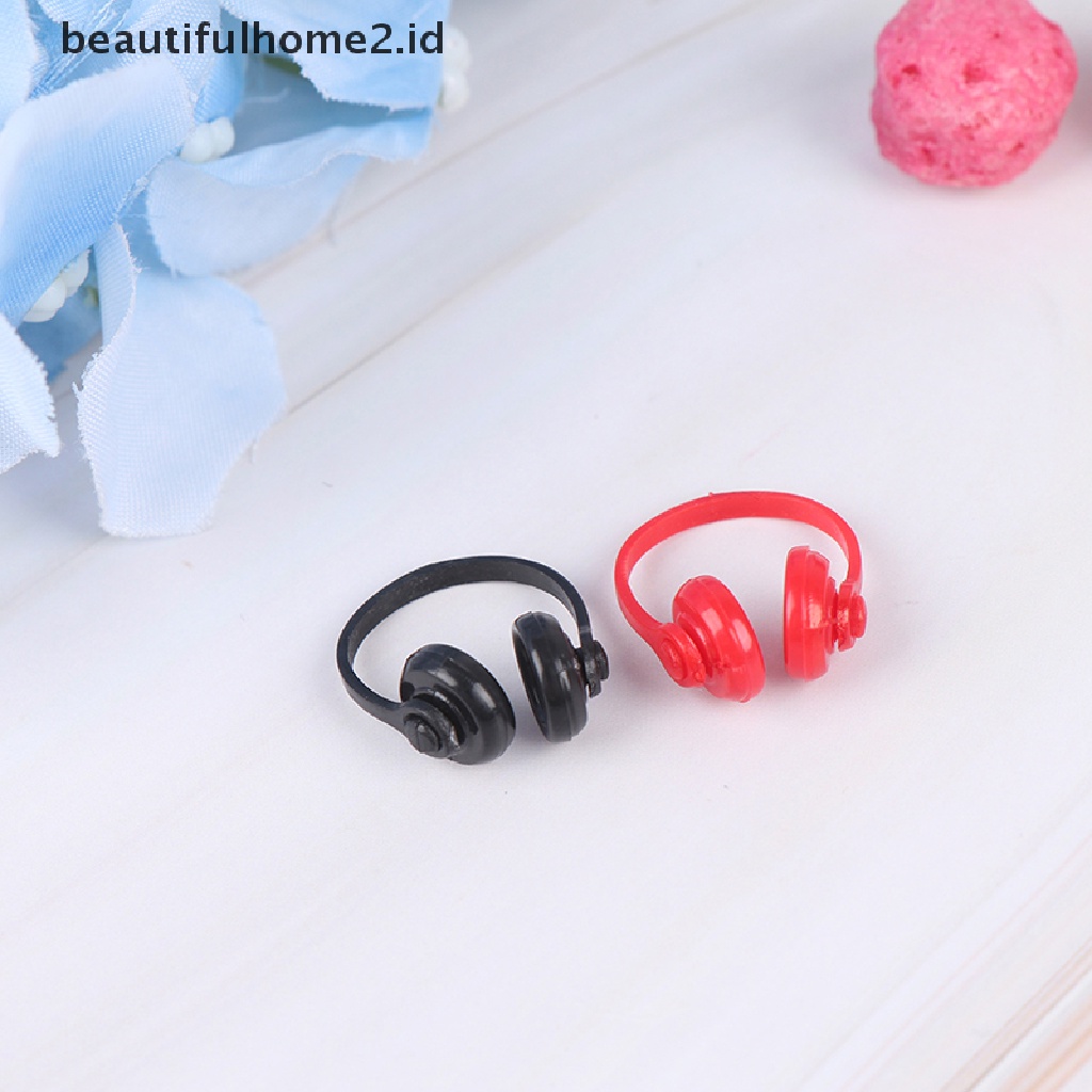 (Beautifulhome2.Id) 2pcs Miniatur Headphone Wireless Skala 1: 12 Bahan Plastik Untuk Dekorasi Rumah Boneka