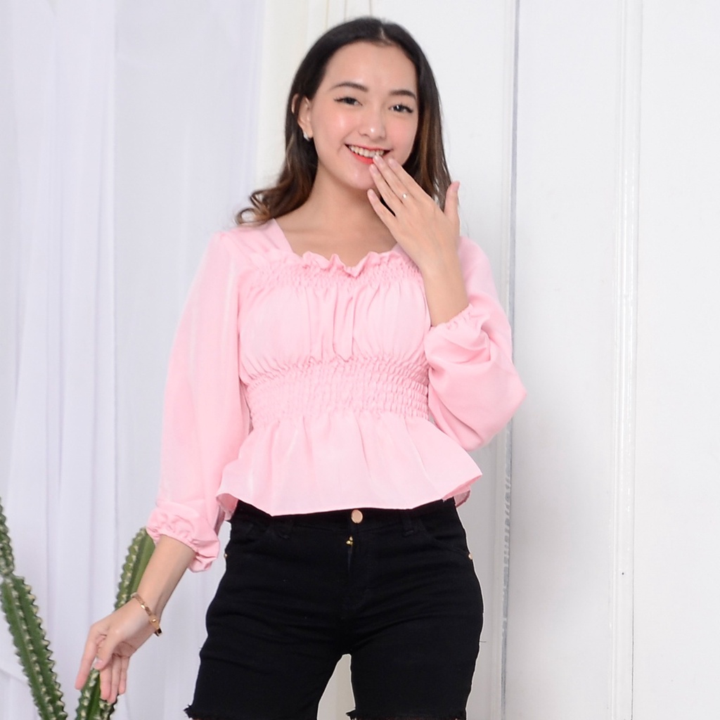 Basic id fashion Blouse Top Sabrina arisa korean