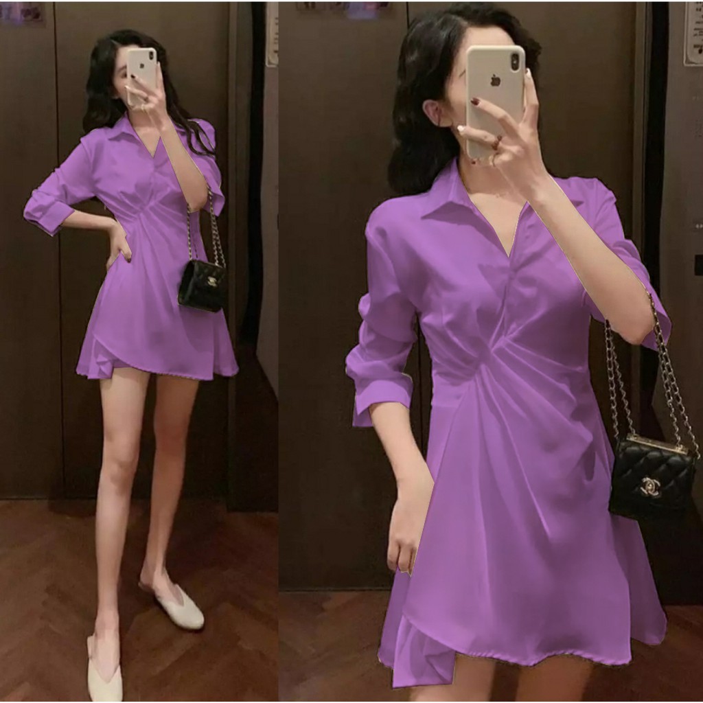 [HNFK] Minidress Sandia / Mini Dress Korea Terbaru / Baju Dress Wanita / Casual Dress / Dress polos