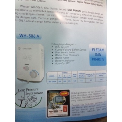 water heater wasser gas wh-506A pemanas air LPG waser wh 506 a