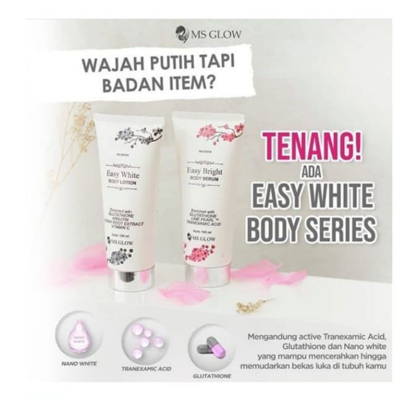 PAKET BODY LOTION BODY SERUM MS GLOW / Ms Glow Easy White Body Series