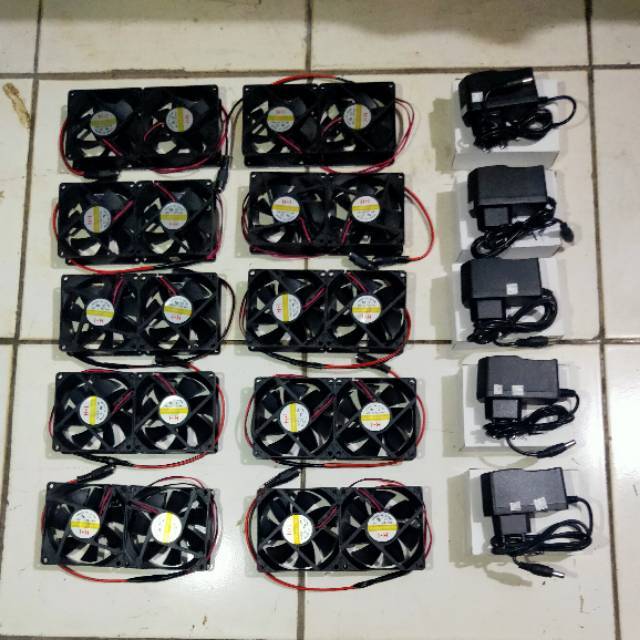 KIPAS AQUARIUM AQUASCAPE DOUBLE FAN LENGKAP DENGAN ADAPTOR