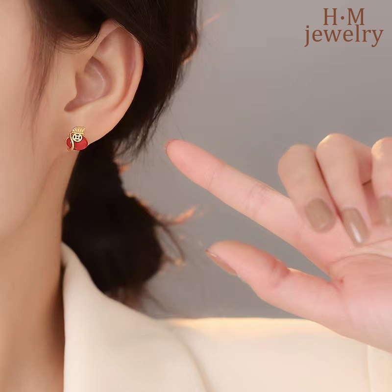 Anting Tusuk Sterling Silver 925 Dengan Batu Giok Hetian Untuk Wanita