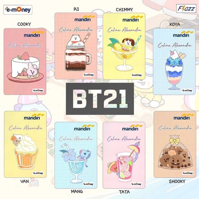 Custom E-money Mandiri / Flazz BCA gen 2 / E-toll motif bt21 saldo 0 free Nama