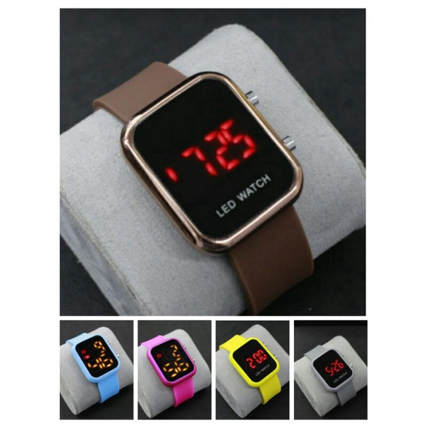 LED digital jam tangan wanita LED watch digital strap Rubber LED terbaru kekinian Model korea