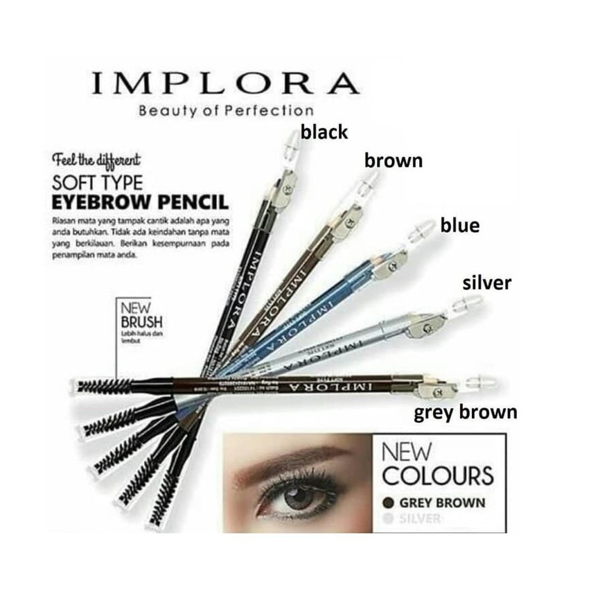 Pensil Alis IMPLORA - Eyebrow Pensil BPOM - Pensil Alis Dengan Sikat