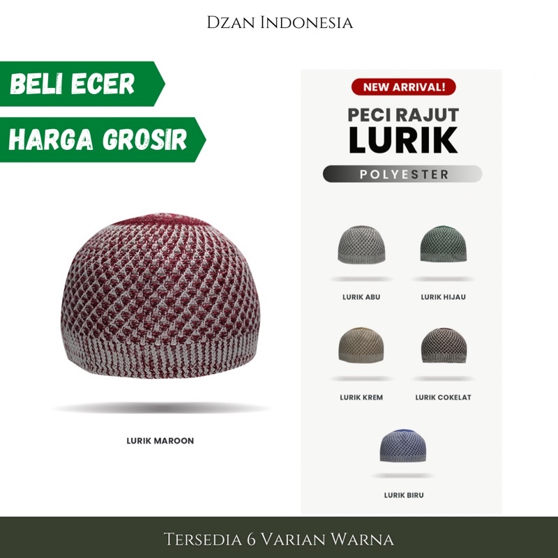 Peci Rajut Dewasa Lurik Kopiah Haji Tebal Songkok Anak Original Kalem Mercan Murah Grosir Premium Ya