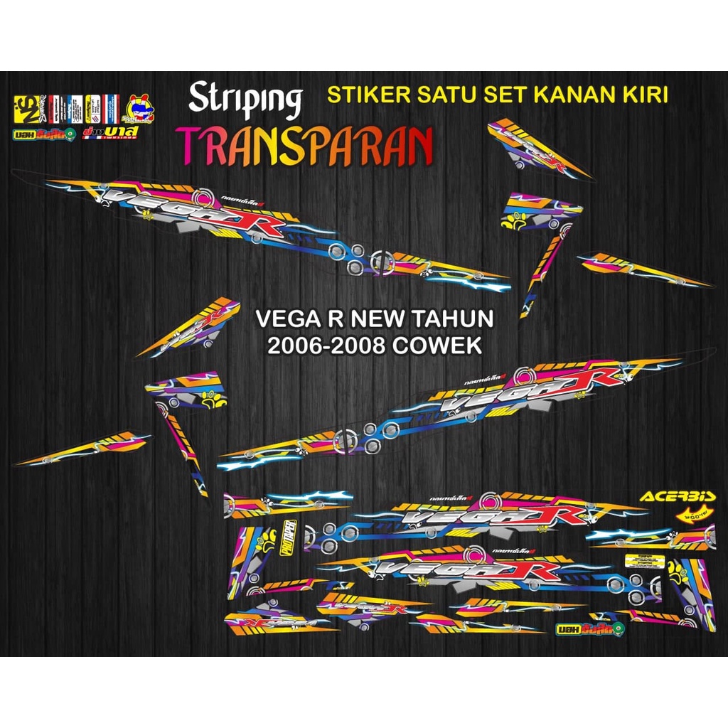 STIKER STRIPING TRANSPARAN VEGA R NEW GRAFIS THAILAND COWEX