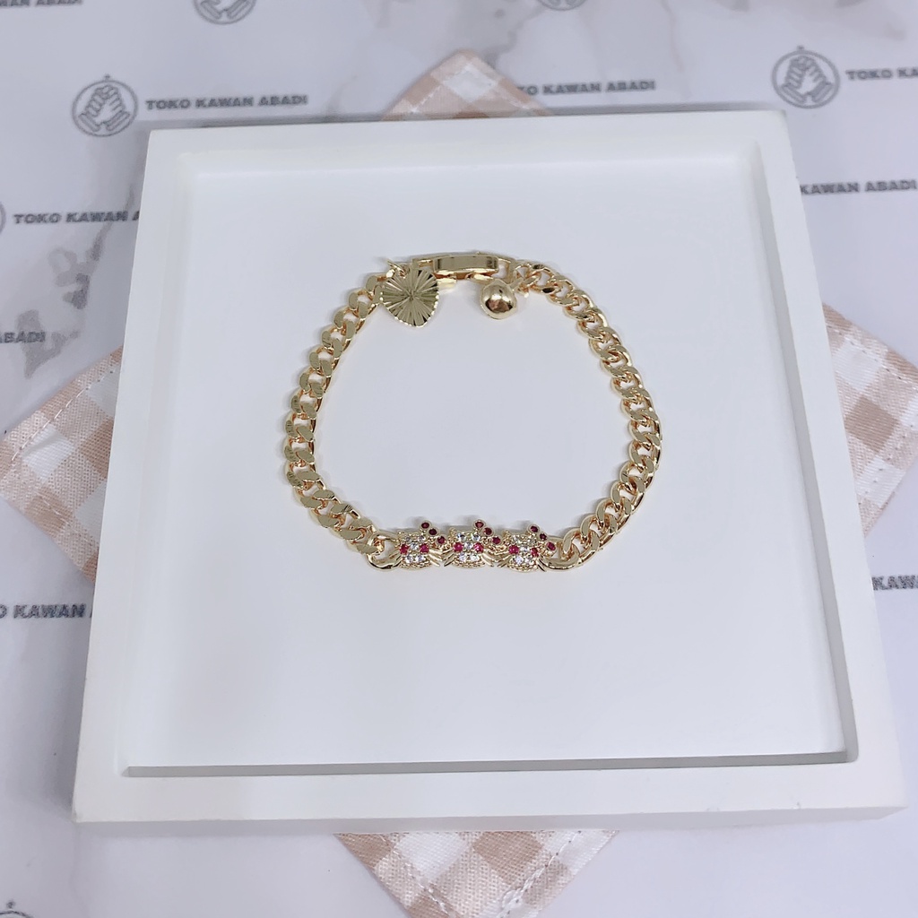 Gelang Tangan Xuping Gold Anak Perempuan Model Rantai Bangkok Permata *14