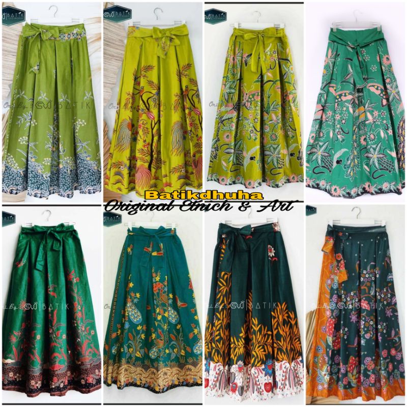 ROK BATIK PANJANG WARNA HIJAU KUNING TOSKA