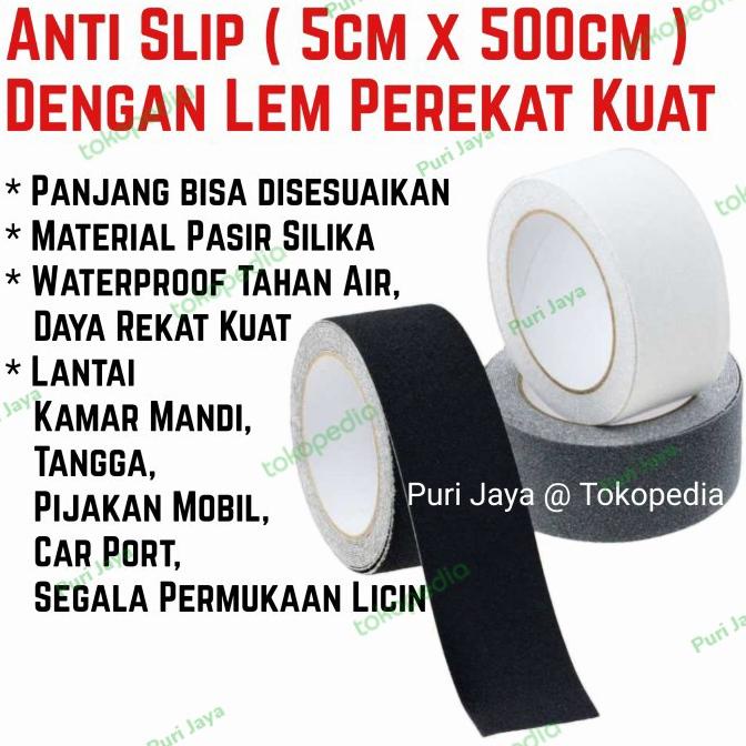 Stiker Anti Slip Lantai Kamar Mandi Tangga Mobil Safety Grip Lakban