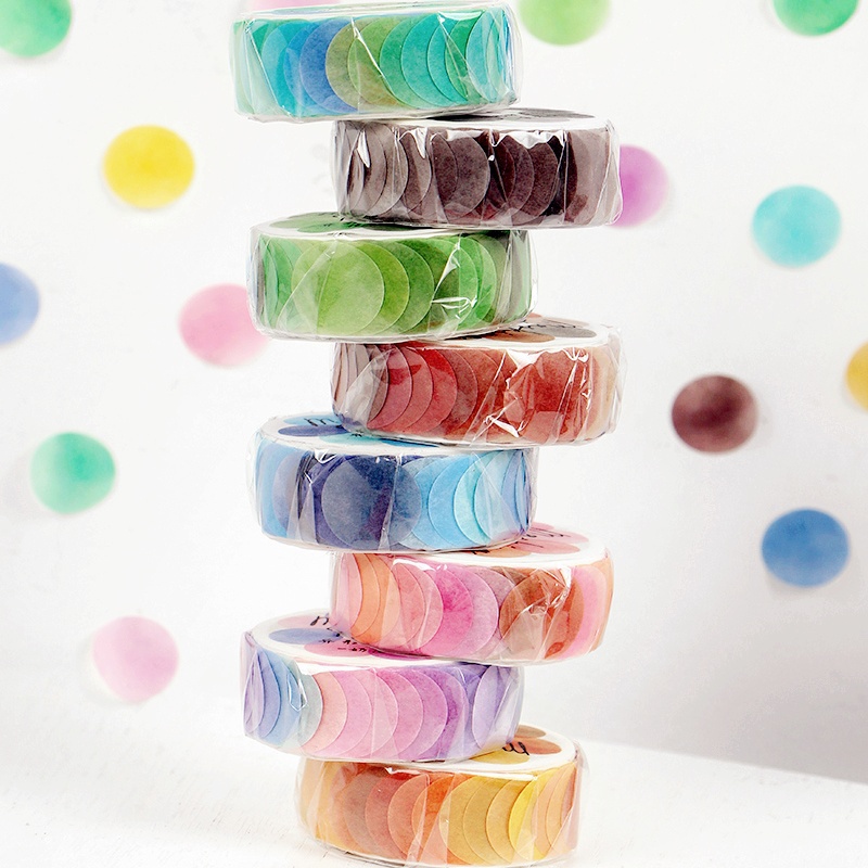 100pcs/roll colorful Round Sticker Washi Tape DIY Scrapbooking Albums Masking Tape School Office Supplies