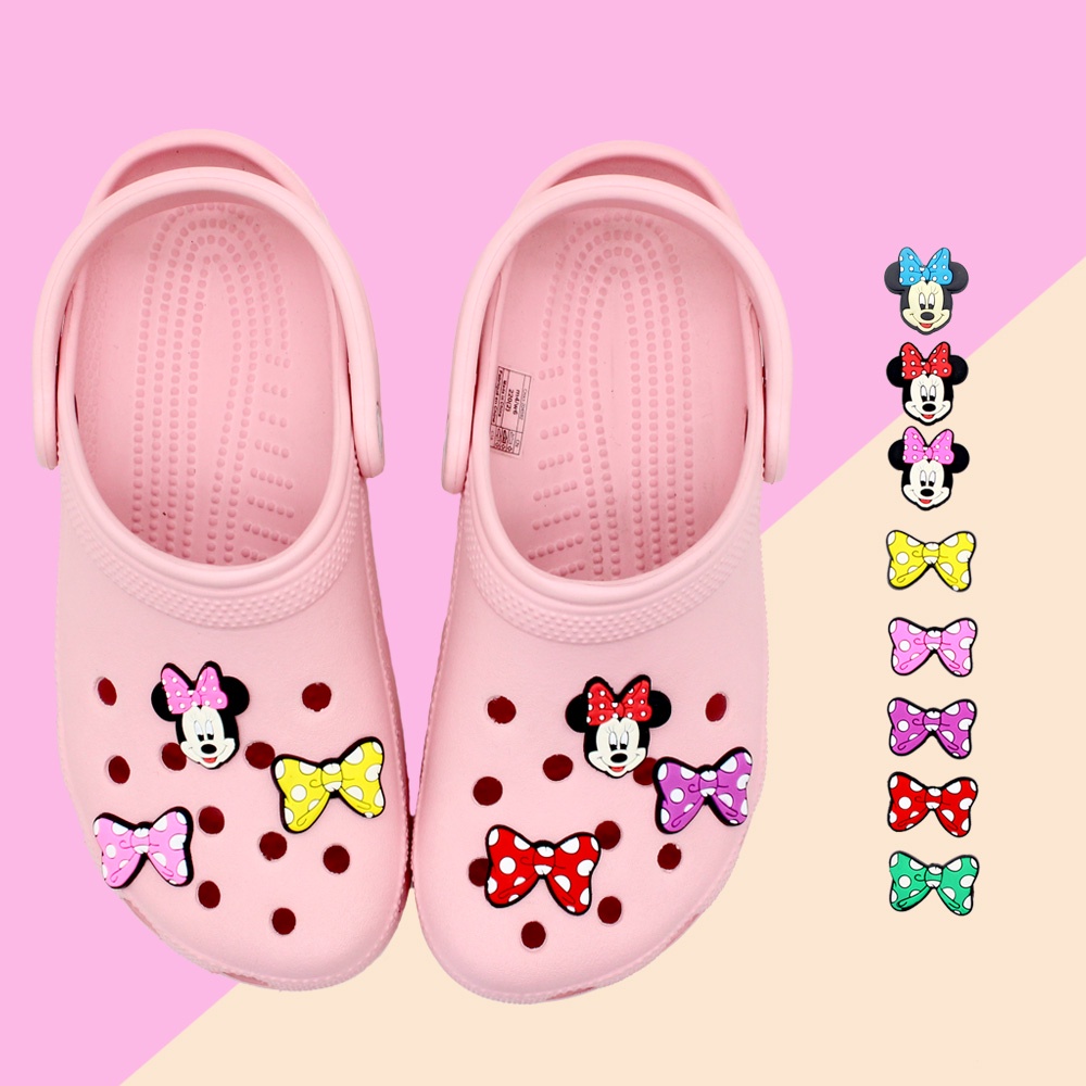 Kartun mickey dan minnie Jibbitz disney Crocs Pin shoe charms Lubang Sepatu Accessories DIY Dapat Dilepas kupu-kupu Simpul decorate sandal anak Hadiah