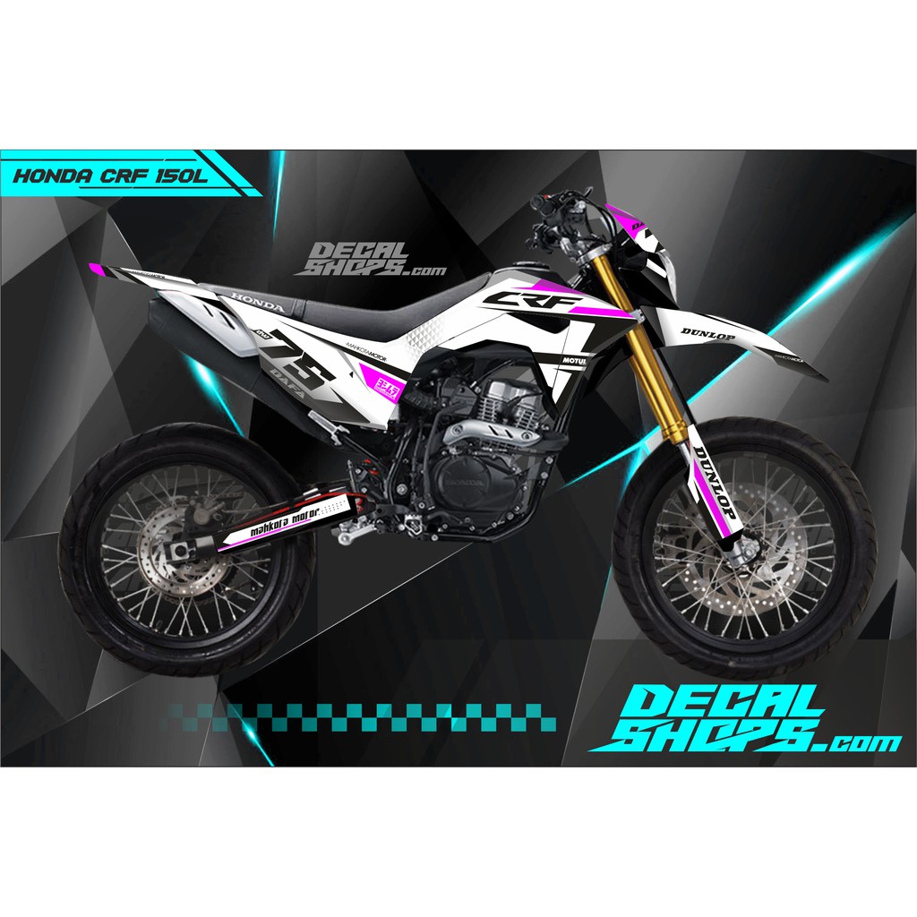 DECAL CRF SUPERMOTO CRF PINK PUTIH SIMPEL MURAH