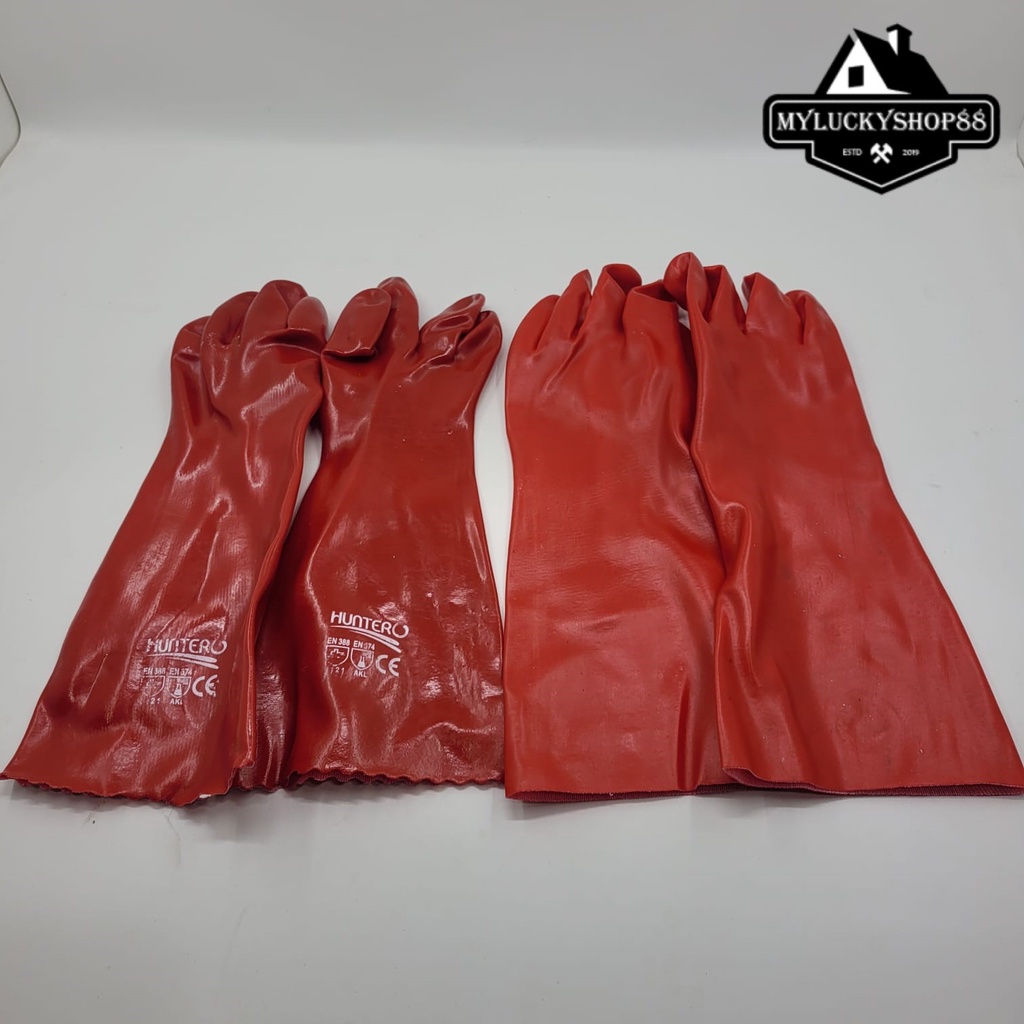 Hunter Sarung Tangan PVC 16&quot; Chemical Gloves Anti Heat Acid Tahan Panas Asam