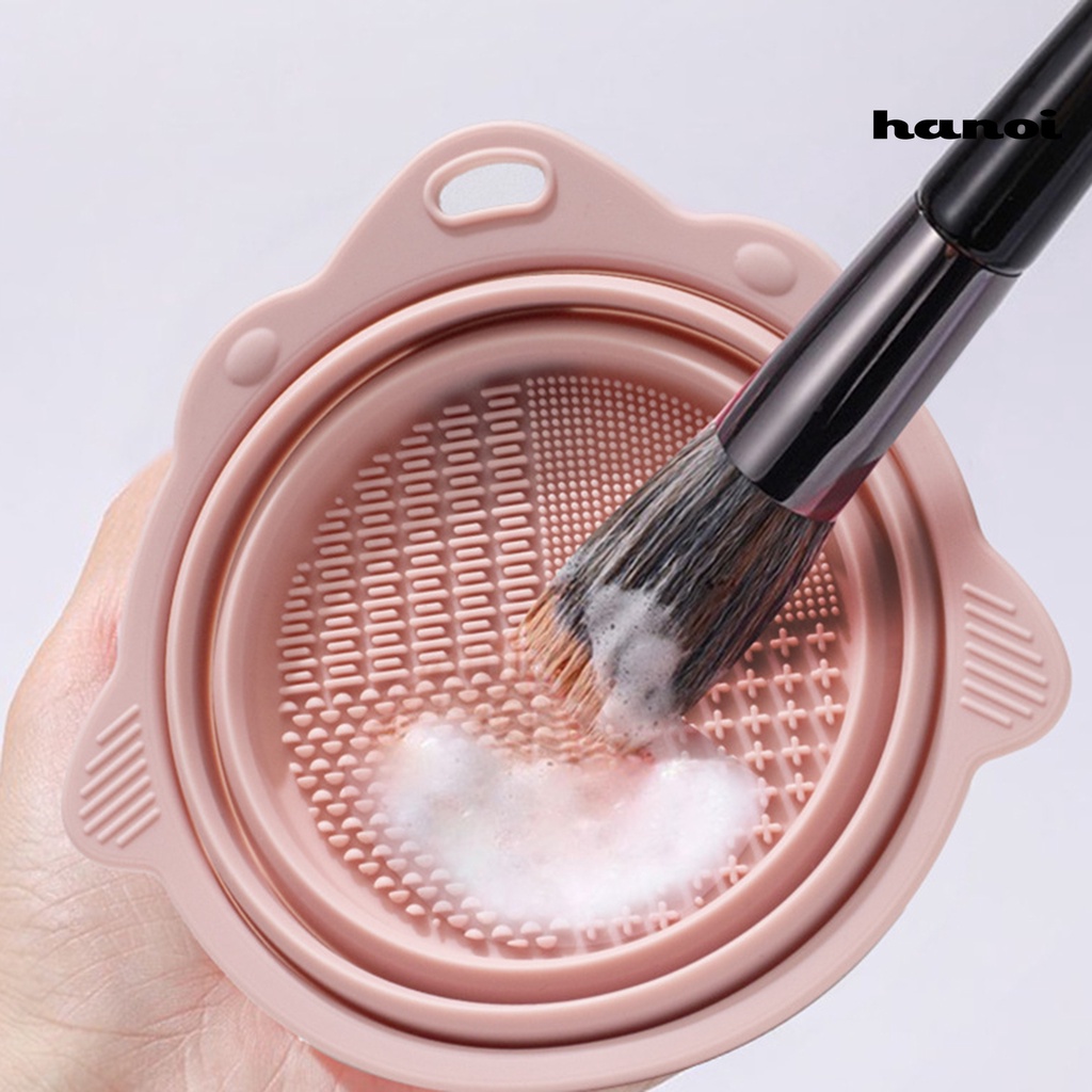 Han / Mangkok Pembersih Brush Makeup Portable Multifungsi Anti Bocor Permukaan Halus Untuk Travel