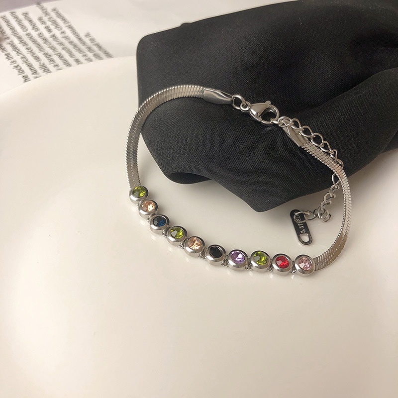 Gelang Tulang Ular Zirkon Kristal Warna-Warni Fashion Versi Korea