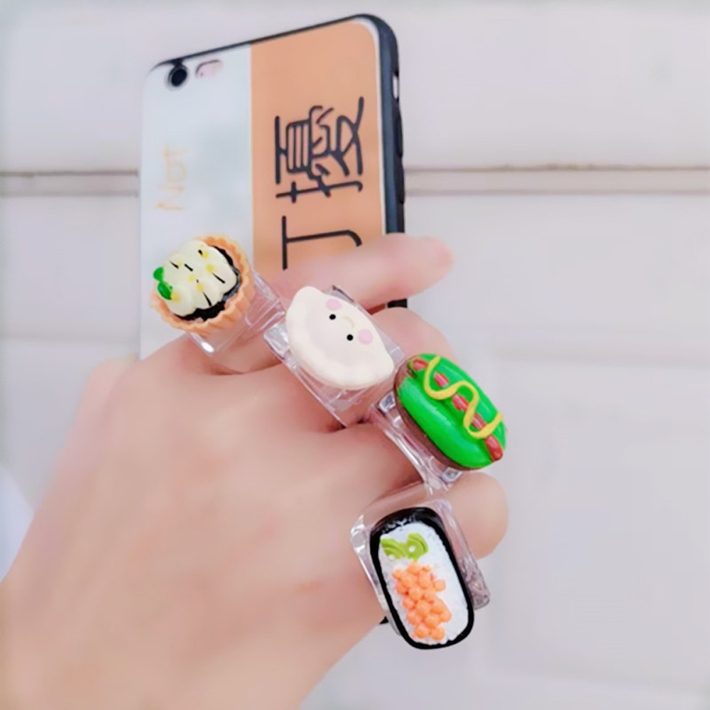 Cincin akrilik korea wanita aesthetic vintage resin anti karat motif lucu makanan jajan lollipop food buah buahan fruit fruits barbie berbi barbi love hati