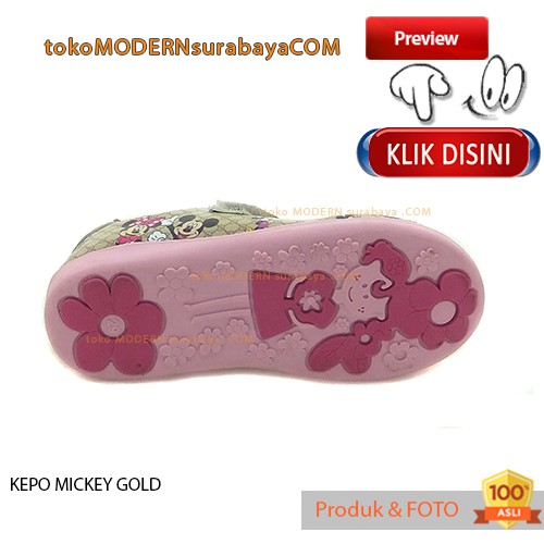 SEPATU ANAK KARAKTER PRINTING KEPO MICKEY GOLD