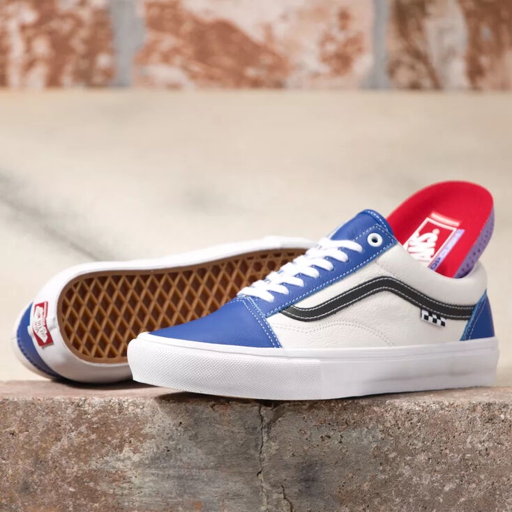 VANS OLD SKOOL SKATE SPORT LEATHER TRUE BLUE WHITE ORIGINAL