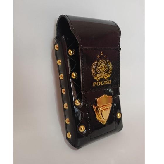 "MLA. 671294" tempat hp dompet hp sarung hp pinggang polisi logo embos dobel slot