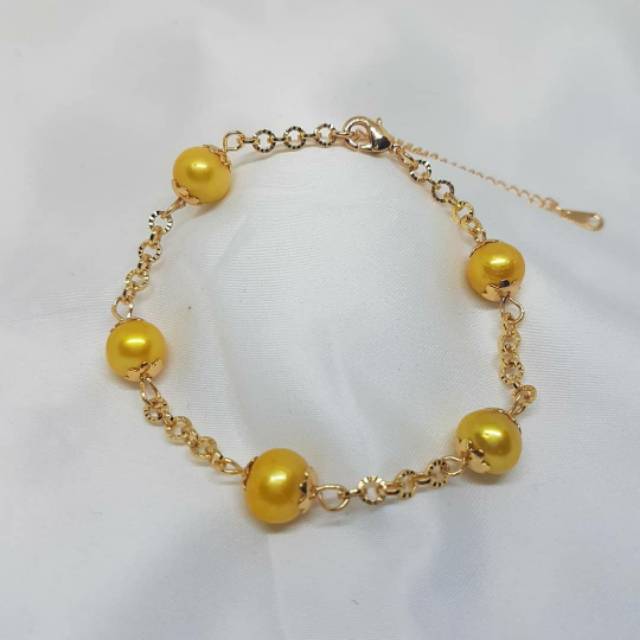 GELANG | GELANG RHODIUM MUTIARA | GELANG LAPIS EMAS