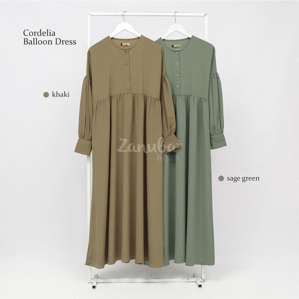 CORDELIA BALLOON GAMIS DRESS by ZANUBA klambieakwhat BISA COD | crinkle bahan kusut ironless halus lembut flowy adem ringan busui wudhu friendly