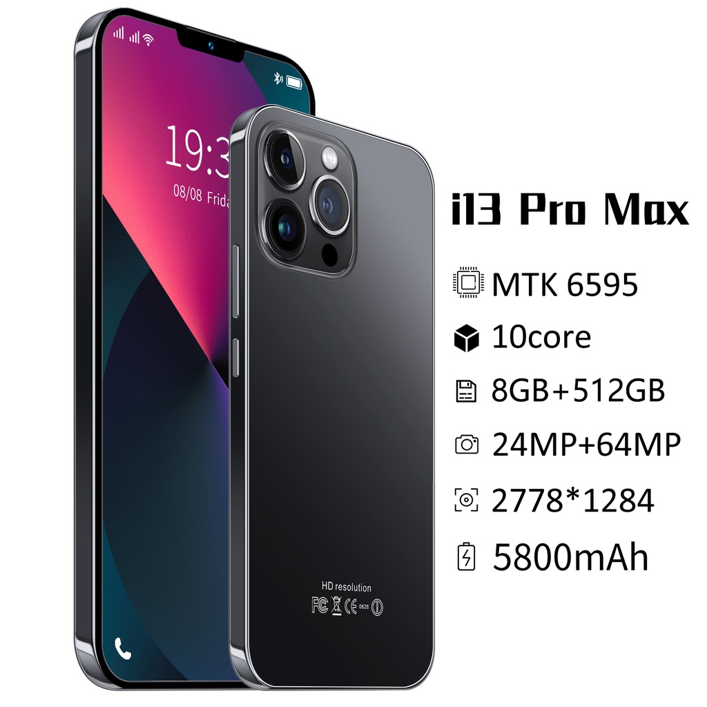 Smartphone i13 Pro Max Versi Global Handphone Android 7.5 Inci 5G/4G LTE Ponsel Original wajah unlock 8GB RAM 512GB ROM Moible phone