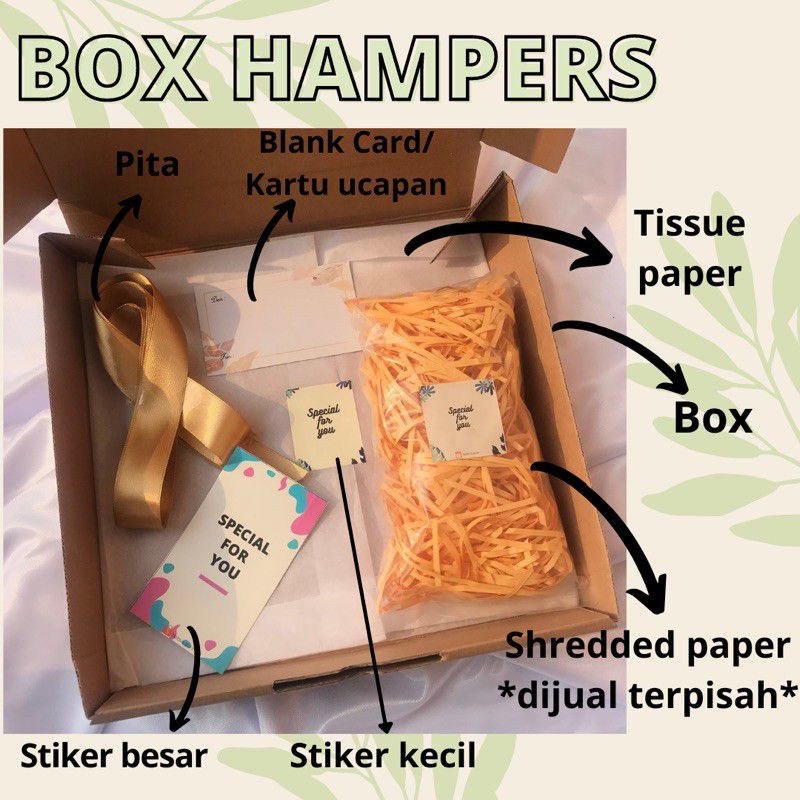 

PAKET MURCE BOX KADO LENGKAP SIZE 23X23X5 CM DENGAN PITA 1 M