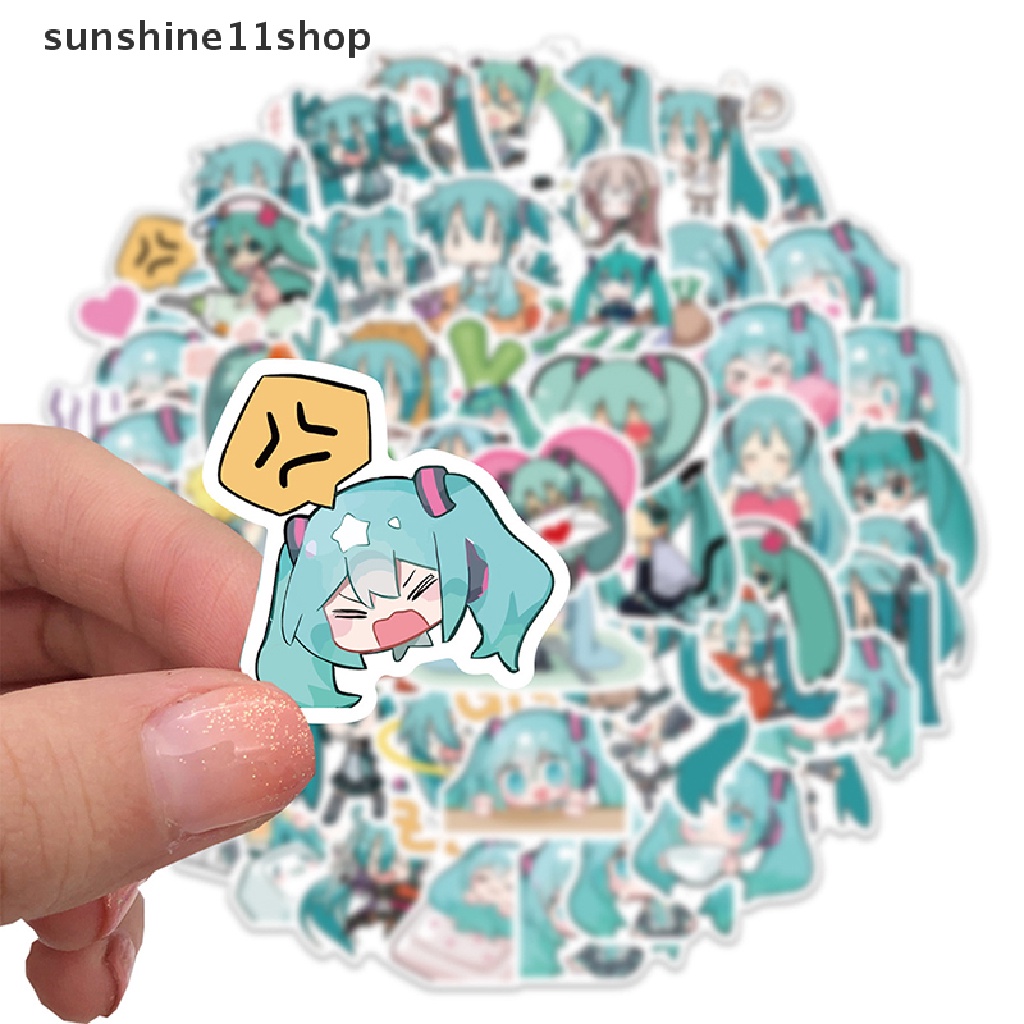 Sho 65Pcs Stiker Graffiti Kartun Hatsune Miku Untuk Gitar / Koper / Laptop