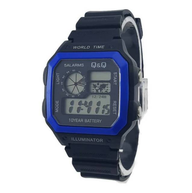 JAM TANGAN SEGI EMPAT DIGITAL WATER PROFF BISA BUAT RENANG SIMPLE JAM TANGAN SPORT PRIA TAHAN AIR RUBBER FULL HITAM