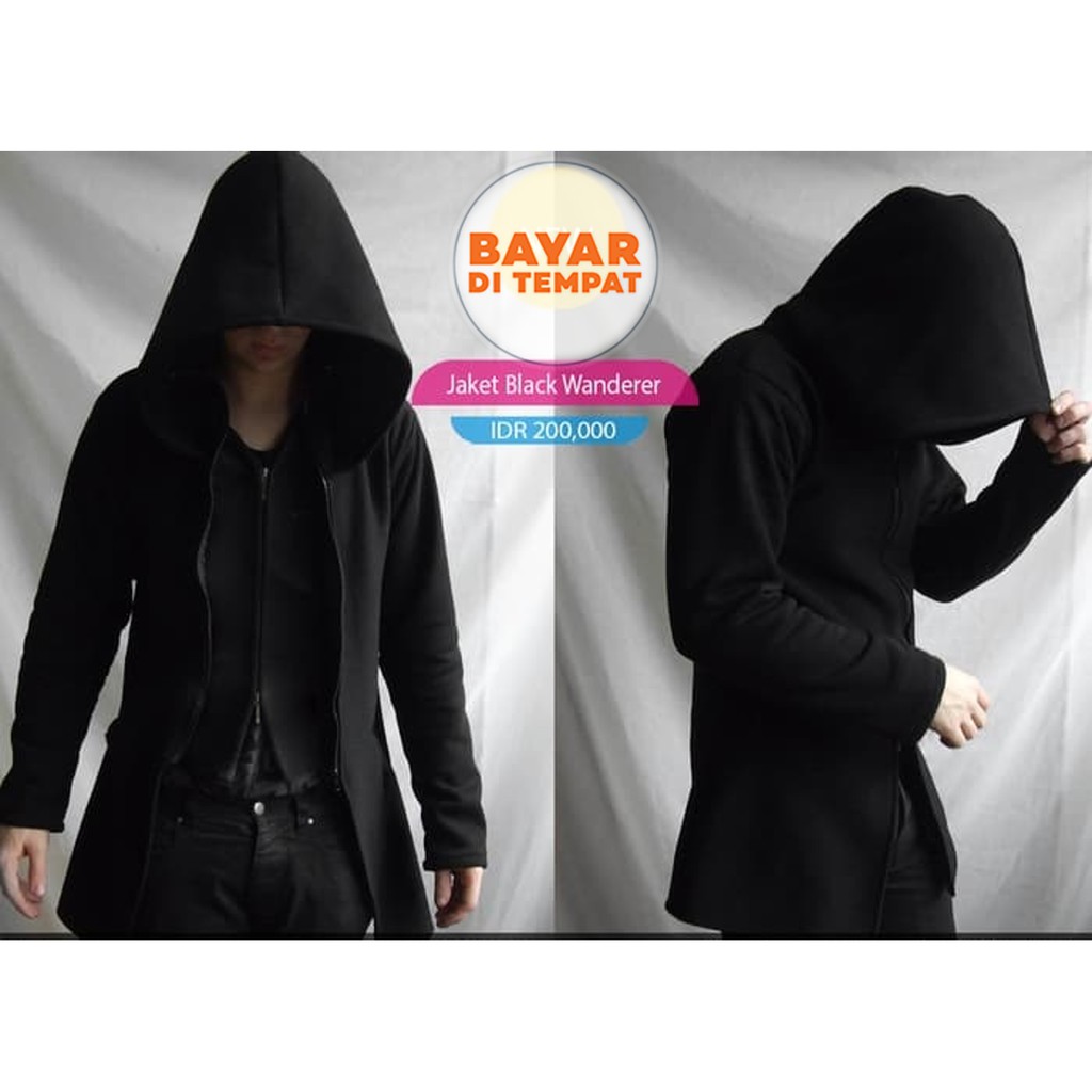 Jual Jaket Jubah Black Wanderer Double Zipper Indonesia|Shopee Indonesia