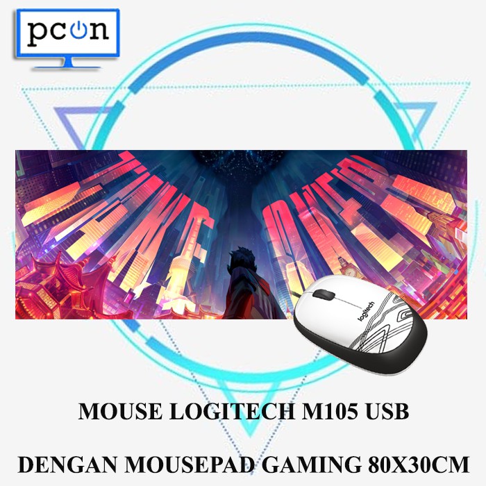 MOSE LOGITECH KABEL USB M105 DENGAN MOUSEPAD GAMING KARAKTER