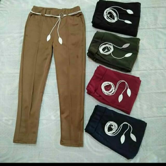 Celana Baggy Pants Gesper Daun (BB 45-60 Kg / All Size Dewasa)