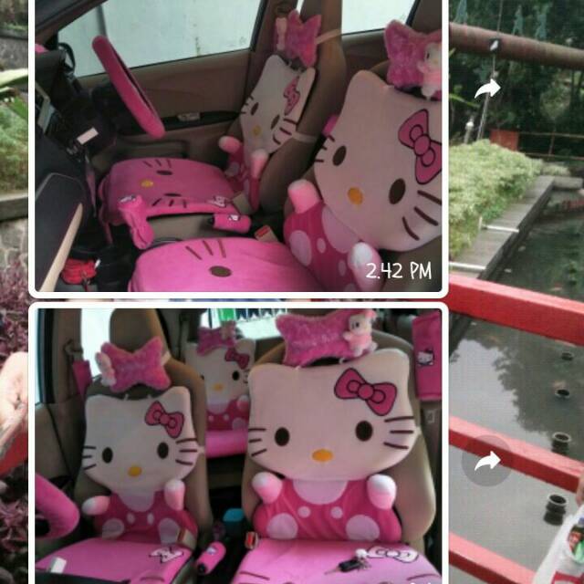 Sarung Jok mobil / Car set  karakter hellokitty
