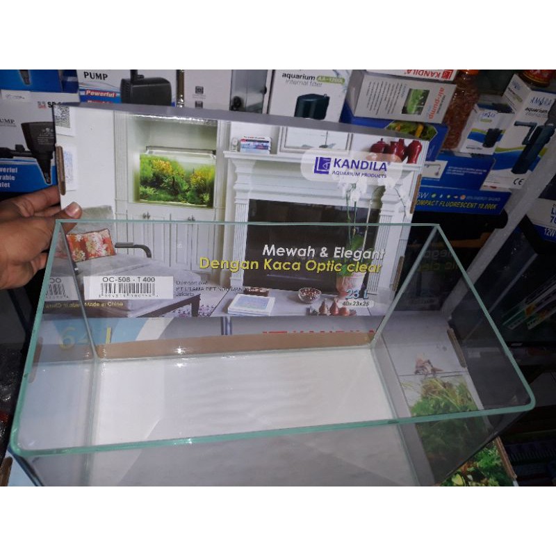 aquarium kandila optic clear 40x23x25 23L/aquarium bnding kaca