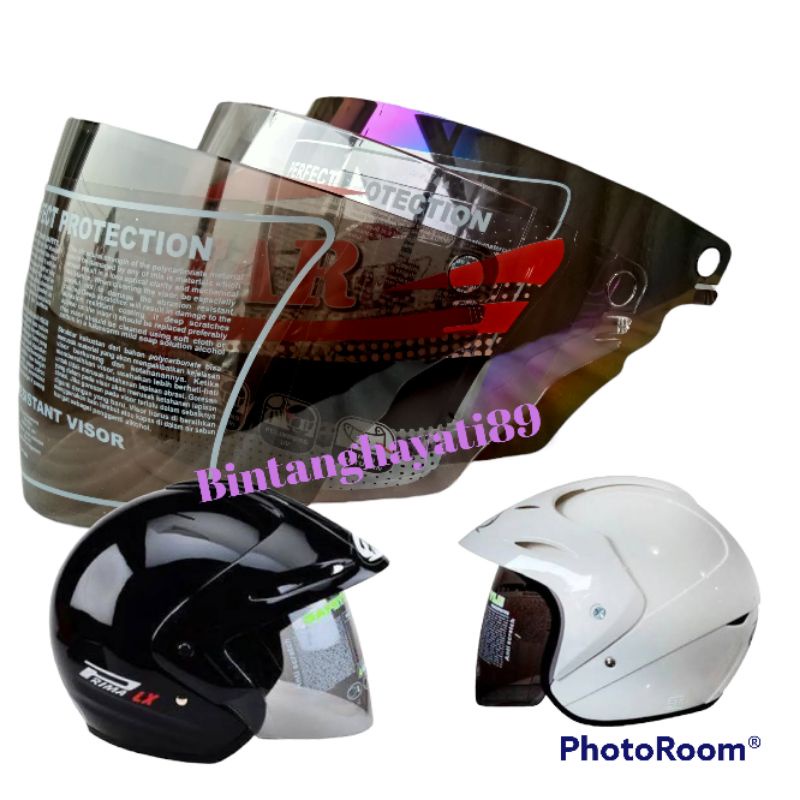 kaca visor helm hiu LX hiu Nico pnp BMC touring bmc sun city bmc star city warna putih hitam & pelan
