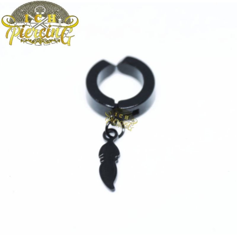 Anting Gantung Black Model Buku Kecil / Anting Korea hitam Titanium steel Anti Karat