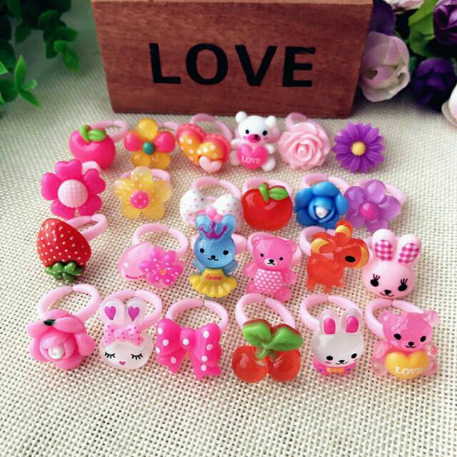 Cincin Anak 1 Set isi 20 pcs atau Kado Mainan Anak perempuan Cincin Anak