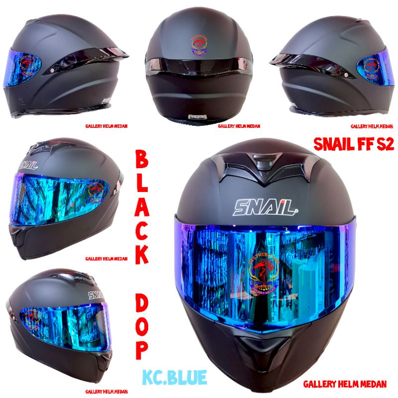 HELM SNAIL FFS2 BLACK DOP KACA BLUE ORIGINAL