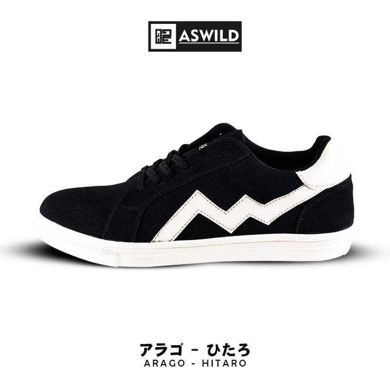 Aswild Store - Hitaro Black White Low | Sepatu Pria | Sneakers