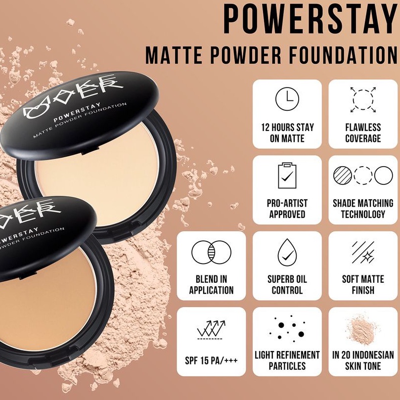 Make over Powerstay Matte Powder Foundation 12 g - Bedak Padat / asli / original / BPOM / viral #Bea