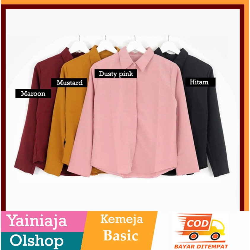 Kemeja wanita Basic lengan panjang bahan Moscrepe - BLOUSE WANITA STRIPE