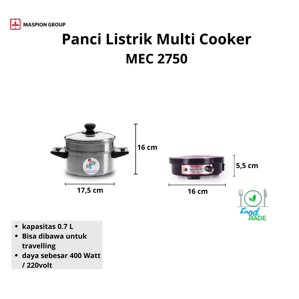 Panci Listrik Serbaguna multi Cooker MEC 2750 Maspion