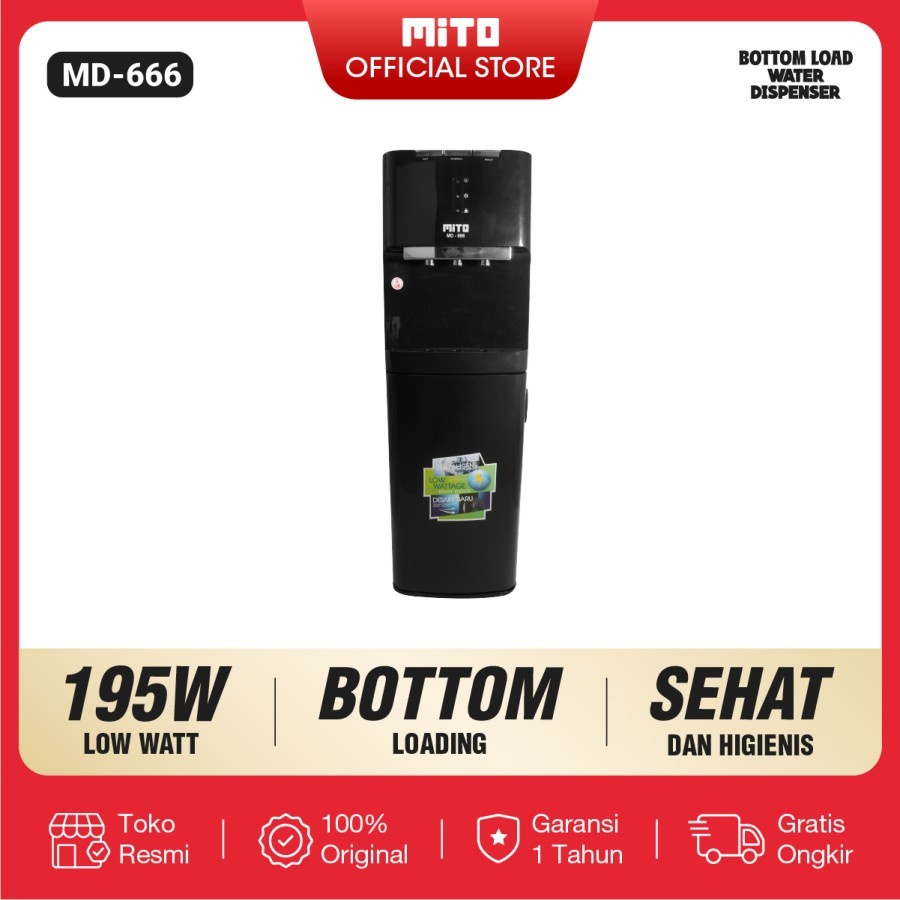Dispenser Mito MD 666 Galon Bawah Hot Normal Cool Dispenser Mito 666