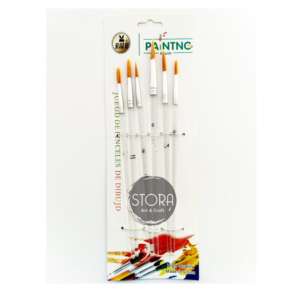 Yijiayi Artist Brush Round Kuas  Lukis Bulat  Set 6 Cat  