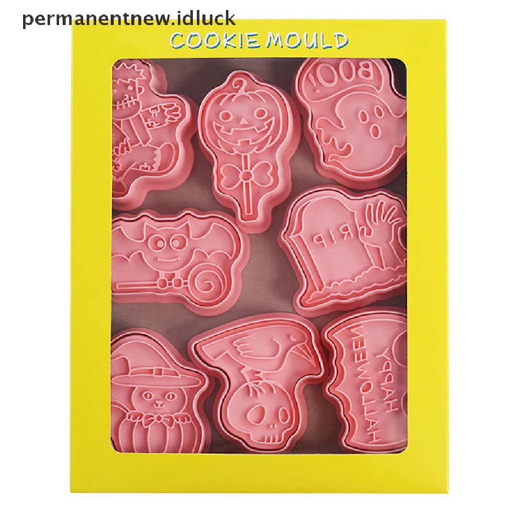 8 Pcs Pemotong Biskuit Bahan Plastik Bentuk Hantu Monster Halloween