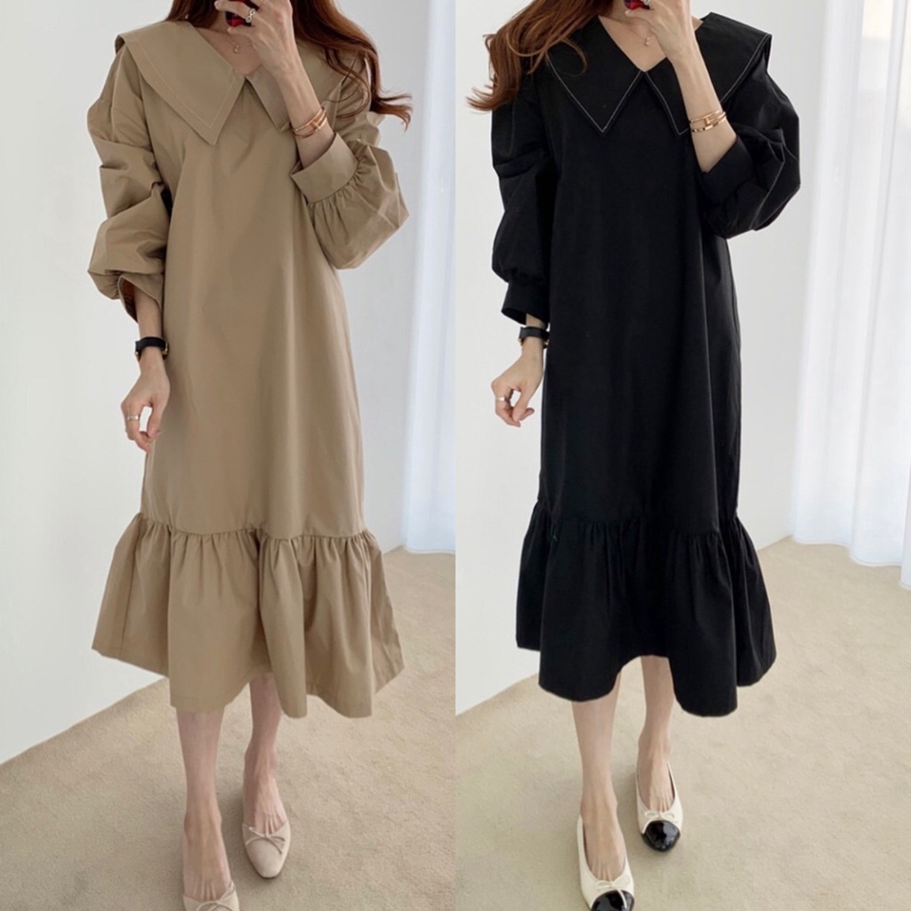 D0038 Import Dress Wanita Safira Mermaid Dress Korea Vintage Dress Hijab Friendly Dress Oversize Dre