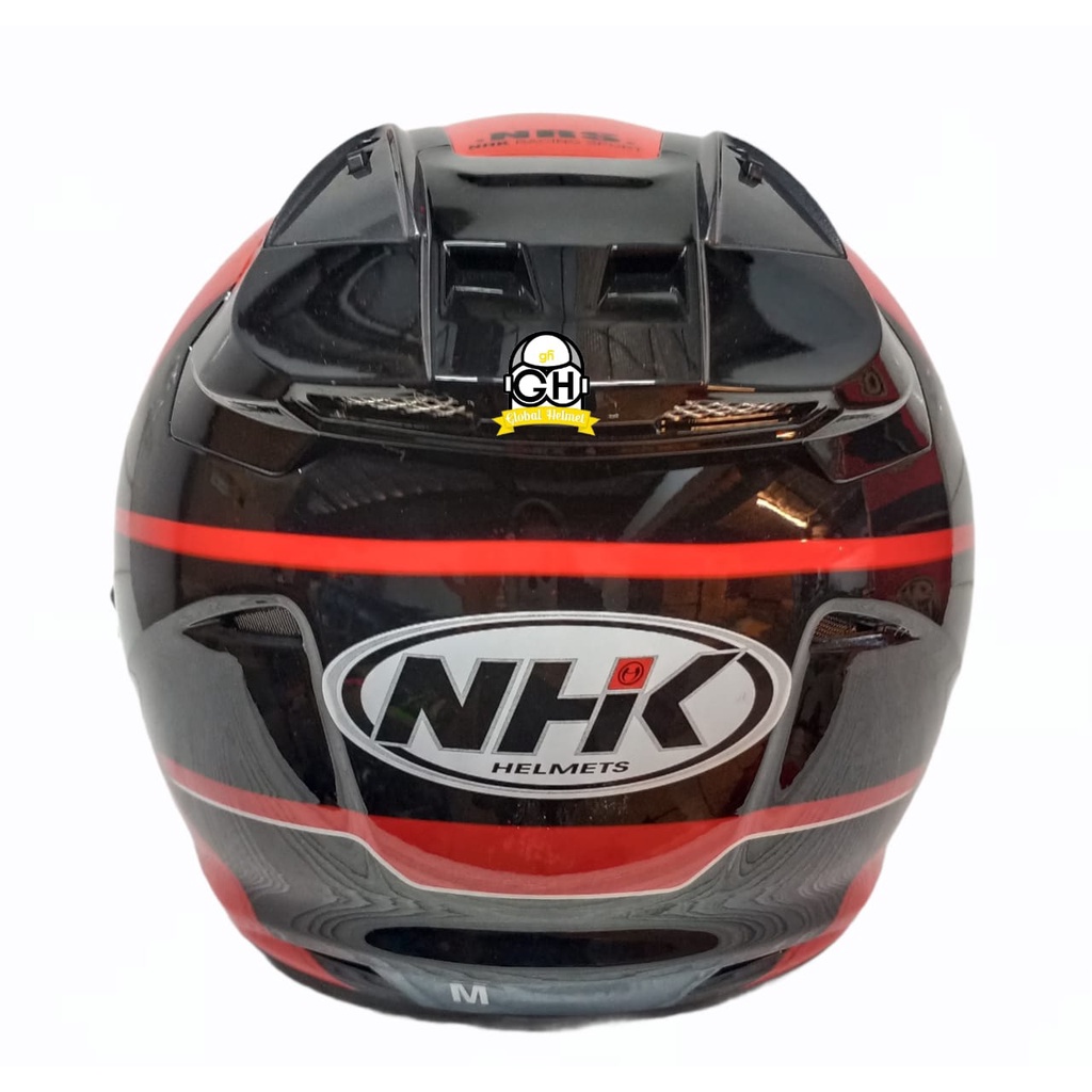 HELM NHK R1 NAPOLEON BLACK RED DOUBLE VISOR HALF FACE